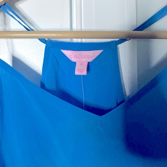 Lilly Pulitzer-Dusk silk tank top-Ariel Blue-Size Medium-NWT - Picture 11 of 13